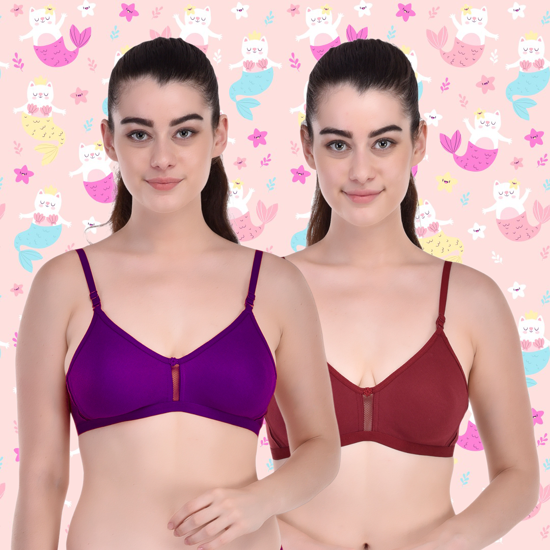 BTRUST T Mould Bra - Soft and Comfortable Cotton-rich Fabric, Non-padded  Demi-cups, Wire-free, Extended Straps for Perfect Fit, Cute and Stylish