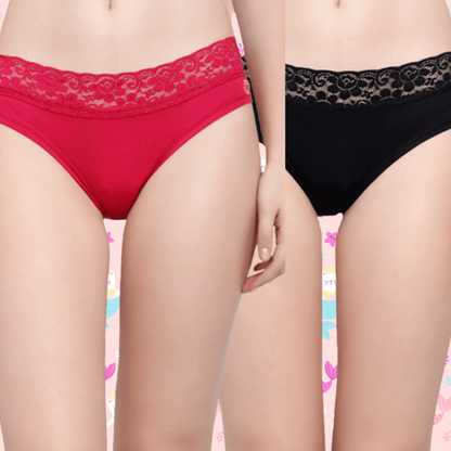 BTRUST Lace Panty - Mid Waist lace Bikini Panty with Medium Rear Coverage- Pack of 2 - Premium Panties from Btrust Fashion - Just $499.00! Shop now at Btrust Fashion