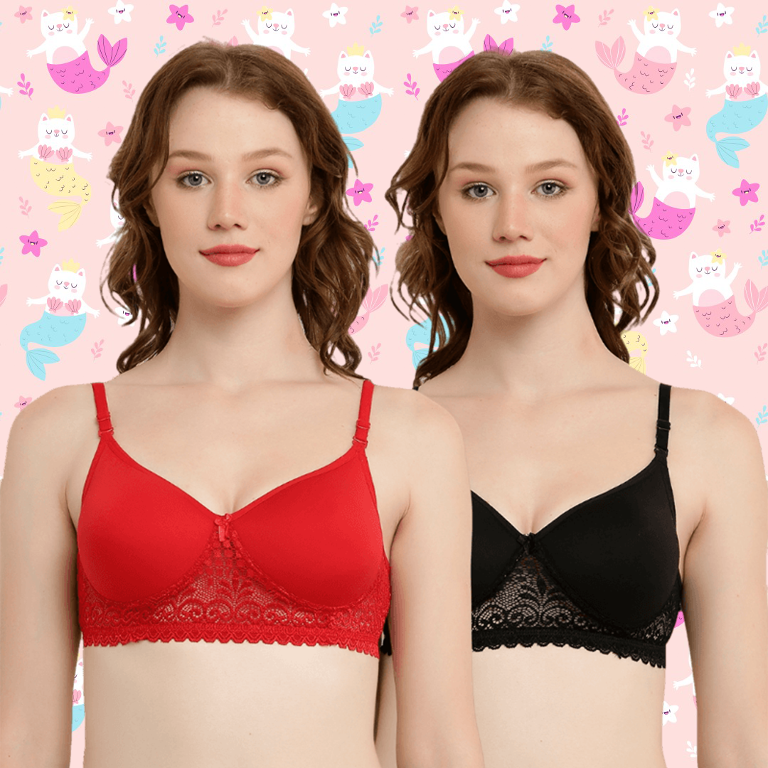 BTRUST Nexa Foam Bra - Comfortable & Breathable Cotton Rich Fabric, Exquisite Lace Design, Non-Wired Cups, Full Coverage, Seamless Cups, Adjustable Straps- Pack of 2 - Premium Bra from Btrust Fashion - Just $499.00! Shop now at Btrust Fashion