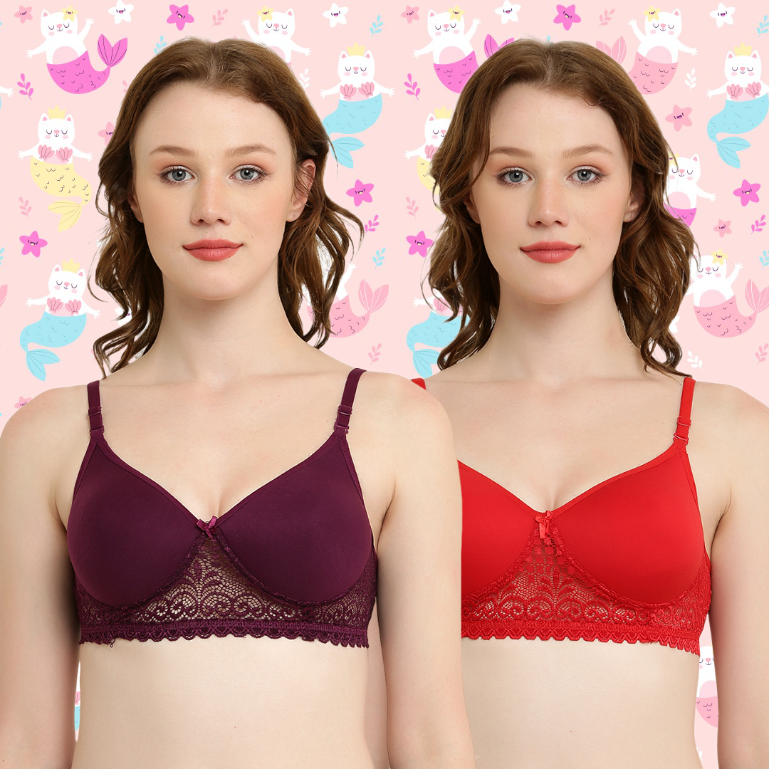 BTRUST T Mould Bra - Soft and Comfortable Cotton-rich Fabric, Non-padded  Demi-cups, Wire-free, Extended Straps for Perfect Fit, Cute and Stylish