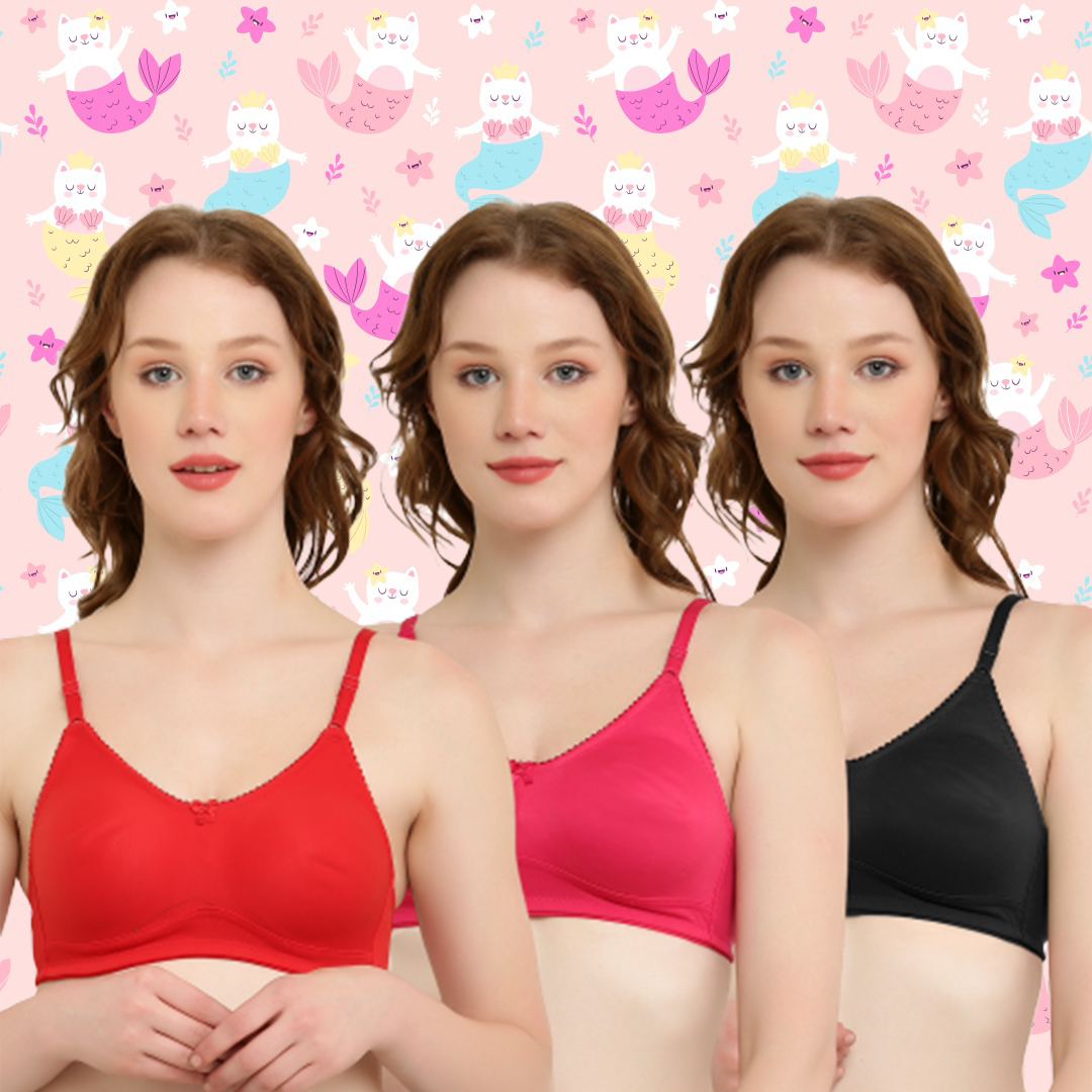 BTRSUT Spacer Bra with Ultimate Comfort and Support, Full Cup Non Padded Non Wired- Pack of 3 - Premium Bras from Btrust Fashion - Just $699.00! Shop now at Btrust Fashion