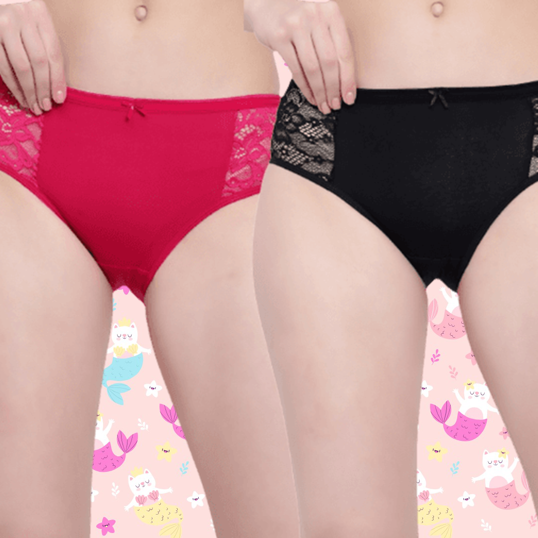 BTRUST Low Waist Side lace panel Bikini Panty with Medium Rear Coverage- Pack of 2 - Premium Panties from Btrust Fashion - Just $499.0! Shop now at Btrust Fashion