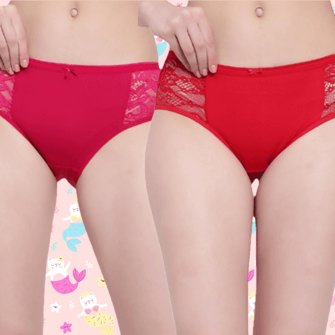 BTRUST Low Waist Side lace panel Bikini Panty with Medium Rear Coverage- Pack of 2 - Premium Panties from Btrust Fashion - Just $499.0! Shop now at Btrust Fashion
