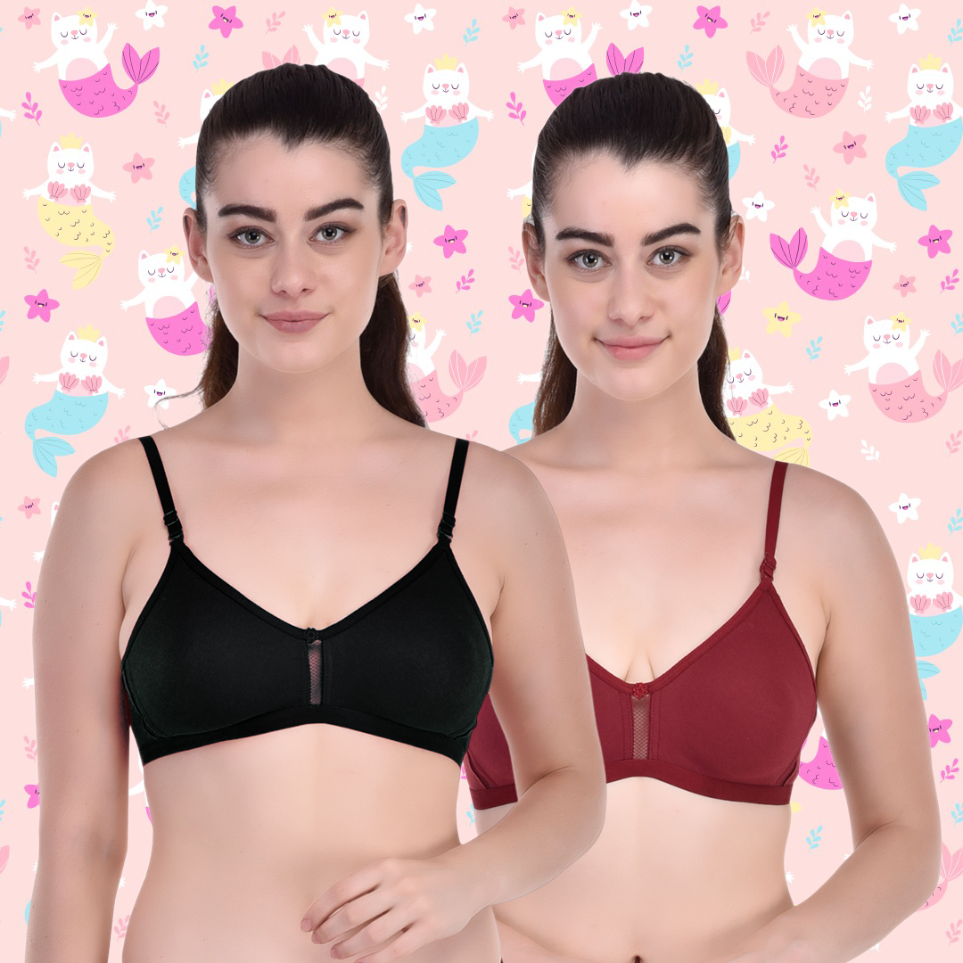 BTRUST Jaismine Bra - Soft Cotton Rich Fabric, Non-Padded Double-Layered Cups, Non-Wired, Full Coverage Cups- Pack of 2 - Premium Bras from Btrust Fashion - Just $499.00! Shop now at Btrust Fashion