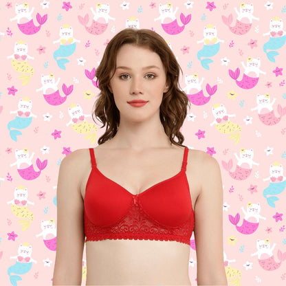 BTRUST Lingerie Set with- Comfortable & Breathable Cotton Rich Fabric, Exquisite Lace Design, Non-Wired Cups Bra with  Low Waist Side Lace Panel Panty - Premium Set from Btrust Fashion - Just $499.00! Shop now at Btrust Fashion