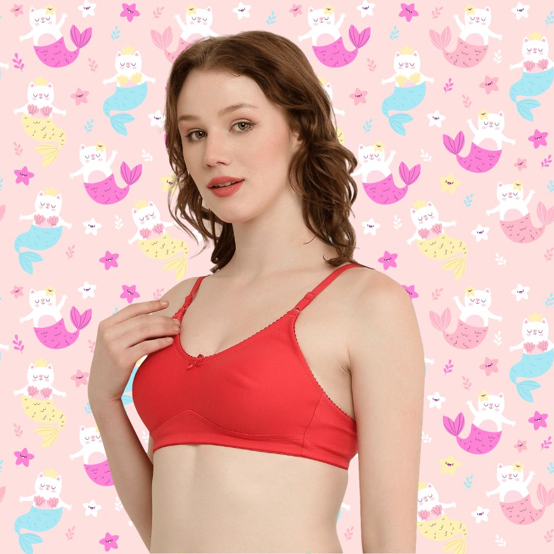 BTRUST T Mould Bra - Soft and Comfortable Cotton-rich Fabric, Non-padded  Demi-cups, Wire-free, Extended Straps for Perfect Fit, Cute and Stylish  Design